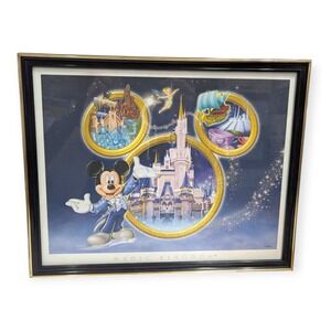 Disney Magic Kingdom Framed Art Print Mickey Mouse Cinderella Castle 11x14